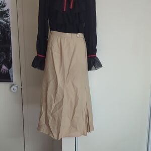 Vintage Linen Harry Rosen Beige Midi Skirt